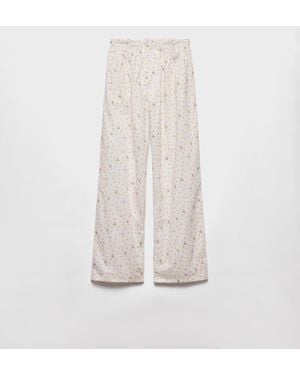 Prada Floral Print Cotton Batiste Trousers - White