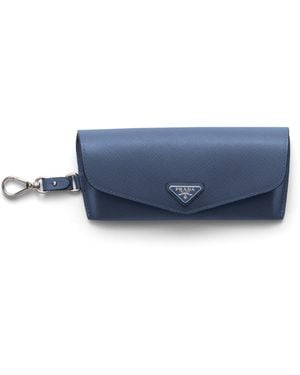 Prada Funda Para Gafas En Piel Saffiano, Hombre - Azul