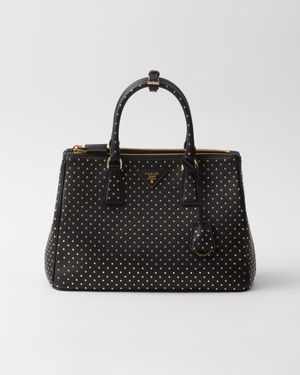 Prada Sac Galleria Taille Grand En Cuir Clouté - Noir