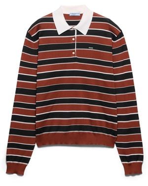 Prada Polo De Seda A Rayas, Mujer, Talla - Rojo
