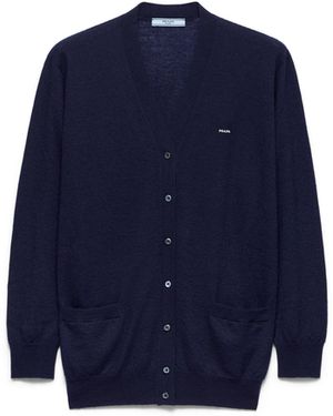 Prada Cárdigan En Cachemir, Mujer, Talla - Azul
