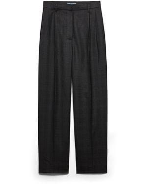 Prada Pantalones De Lana A Cuadros, Mujer, Talla - Negro
