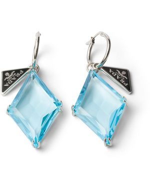 Prada Pendientes De Metal Y Vidrio, Mujer - Azul