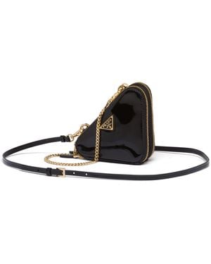 Prada Minipouch Triangular De Charol - Blanco