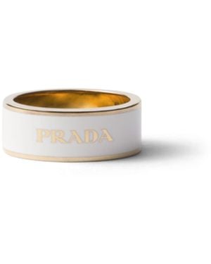 Prada Llavero De Metal Esmaltado, Mujer, Talla 9 - Blanco