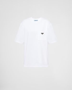 Prada T-shirt Aus Jersey - Weiß