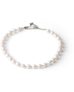 Prada Collar De Metal Y Perla, Mujer - Blanco