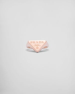Prada Eternal Gold Signet Ring In Pink Gold