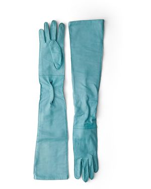 Prada Guantes De Piel, Mujer, Talla 7,5 - Azul