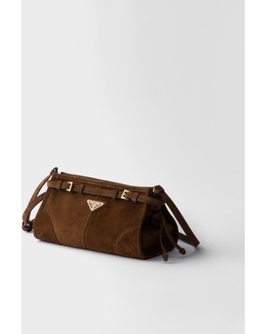 【日本入手困難】プラダ Small suede duffle bag バッグ・カバン Prada Small Suede Duffle Bag in Brown | Lyst