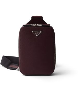 Prada Bolso Brique De Piel Saffiano, Hombre - Rojo