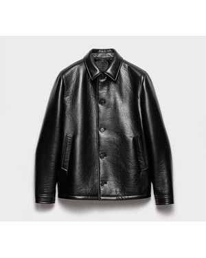 Prada Nappa Leather Caban Jacket - Black