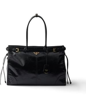 Prada Bolso Bonnie De Piel Extragrande, Mujer - Negro