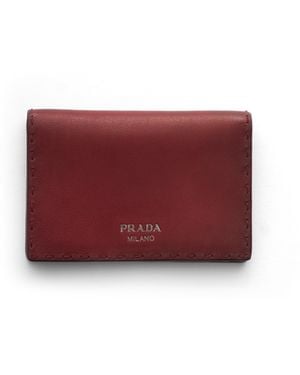 Prada Tarjetero De Piel Envejecida, Hombre - Morado