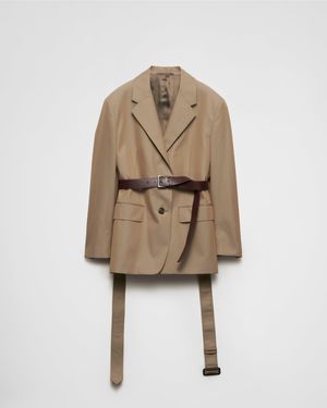 Prada Single-Breasted Twill Jacket - Natural