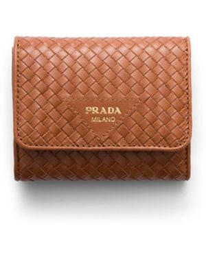 Prada Cartera Pequeña De Piel Entrelazada Madras, Mujer - Blanco
