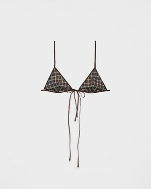 Prada Checked Georgette Bra - Multicolour