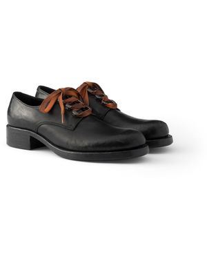 Prada Zapatos Con Cordones De Piel Envejecida, Mujer, Talla - Negro