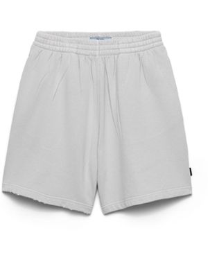 Prada Pantalones Cortos En Felpa De Algodón, Mujer, Talla - Gris