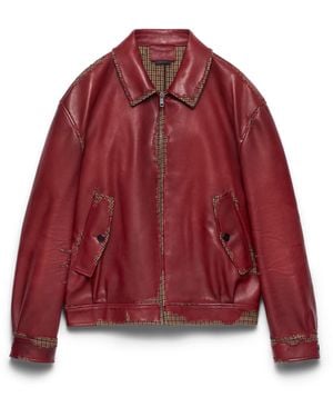 Prada Chaqueta De Napa Y Tejido De Pata De Gallo, Mujer, Talla - Rojo