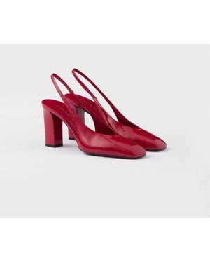 Prada Patent Leather Slingback Court Shoes - Red