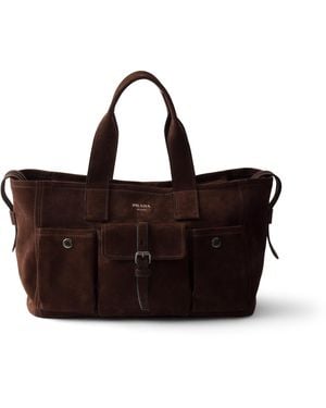 Prada Bolso Tote Route Grande De Ante, Mujer - Marrón