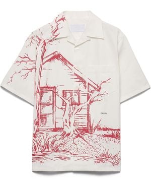 Prada Camisa De Bolera En Algodón Estampado, Hombre, Talla - Rosa