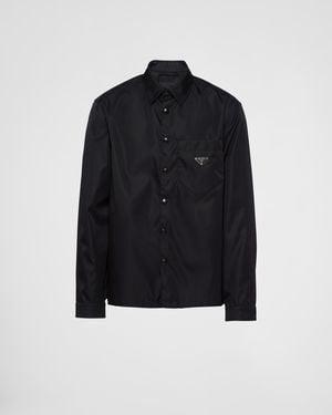 Prada Re-Nylon Triangle-Logo Shirt - Black