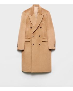 Prada Double-Breasted Wool Blend Coat - Natural