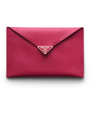 Prada Cartera De Mano De Piel Saffiano Con Solapa, Mujer - Rosa