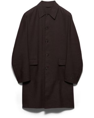 Prada Abrigo De Botonadura Simple De Mezcla De Lino, Hombre, Talla - Negro