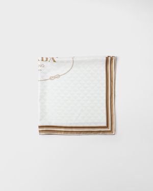 Prada Printed Silk Twill Jacquard Scarf 90 X 90 Cm - White