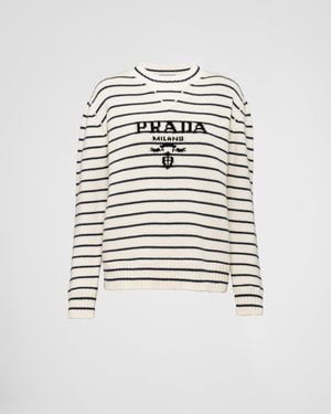 Prada Maglia Girocollo In Lana Cashmere - Bianco