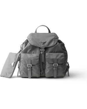 Prada Mochila Mediana De Re-Nylon, Mujer - Gris