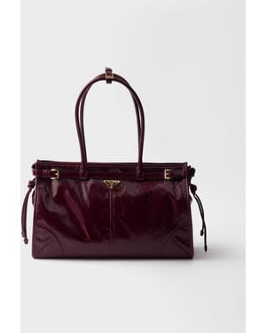Prada Grand Sac À Main Bonnie En Cuir - Rouge
