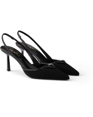 Prada Zapatos De Salón Slingbacks De Tela, Mujer, Talla - Blanco