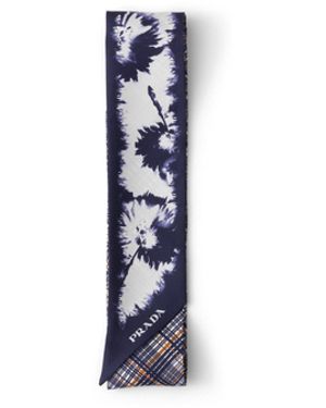 Prada Pañuelo Fino En Sarga De Seda Estampada, Mujer - Blanco