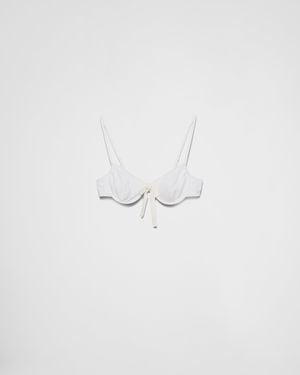 Prada Jersey Bra With Bow - White