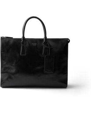 Prada Bolso Tote De Piel, Hombre - Negro