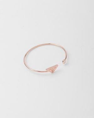 Prada Bracciale Rigido Eternal Gold In Oro Rosa Con Diamante - Bianco