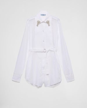 Prada Short Batiste Jumpsuit - White