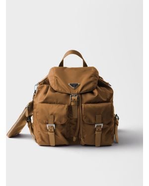 Prada Medium Re-Nylon Backpack With Pouch - Brown