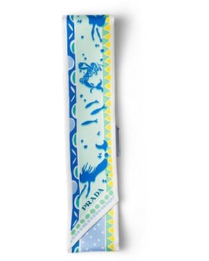 Prada Pañuelo Fino En Sarga De Seda Estampada, Mujer - Azul