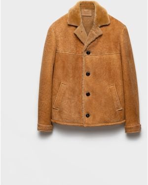 Prada Shearling Caban Jacket - Brown
