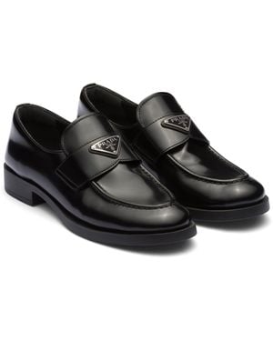 Prada Mocasines En Piel Cepillada - Negro