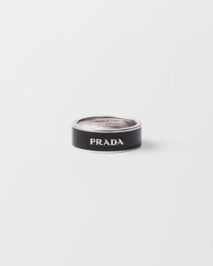 Prada Ring Aus Emailliertem Silber - Weiß