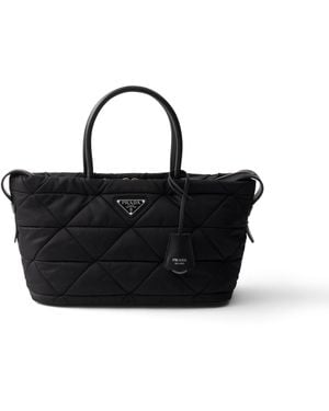 Prada Bolso Tote Mediano En Re-Nylon Acolchado, Mujer - Negro
