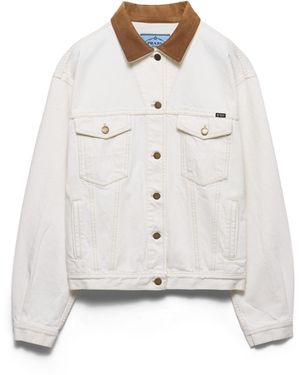 Prada Cazadora Estilo Sobrecamisa Vaquera Antigua, Mujer, Talla - Blanco