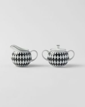 Prada Porcelain Milk Jug And Sugar Bowl Set - Metallic