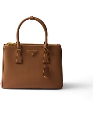 Prada Bolso Mediano Galleria De Piel Saffiano, Mujer - Marrón
